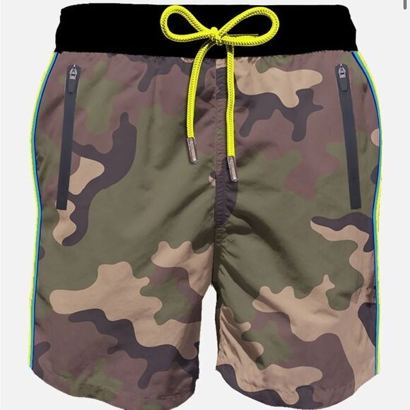 MC2 SAINT BARTHMen’s Classic Camo Swim Shorts Side Stripe Size X-Large